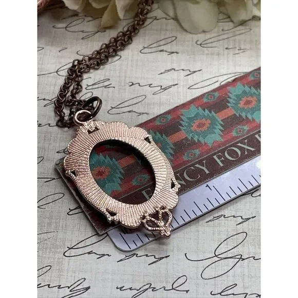 Black teal Turquoise Necklace Easter Mom Cameo Mom Rose Gold wedding Jewelry - Picture 11 of 13